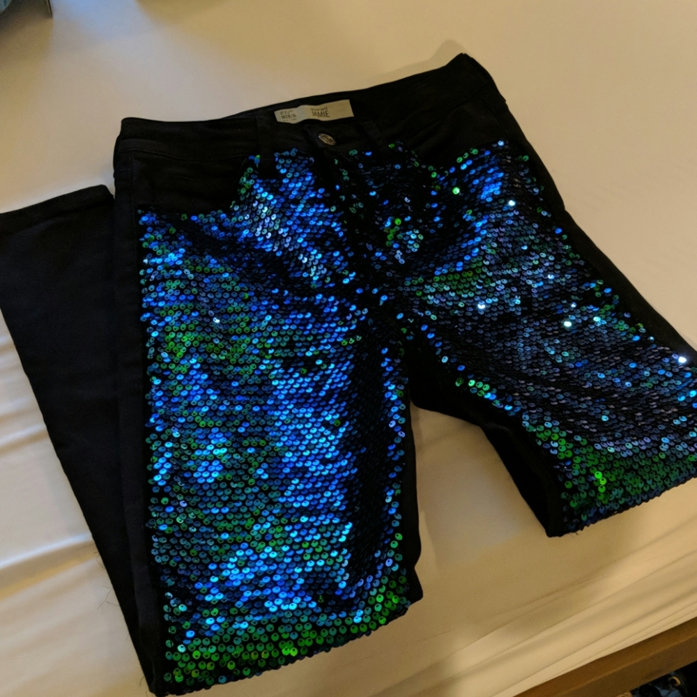 Sequin Black Jeans